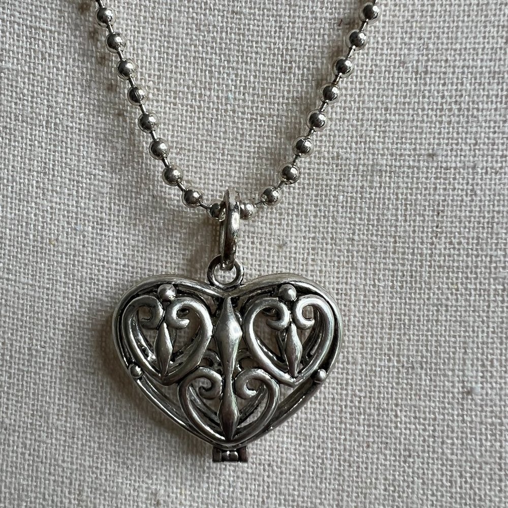 Lucy the First Heart Ball and Chain Necklace Silver